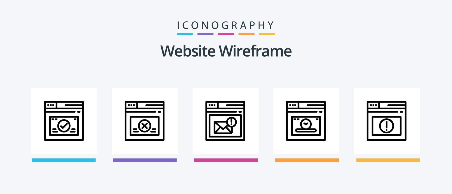 Website Wireframe Line 5 Icon Pack Including page. internet. page. database. file. Creative Icons Design vector