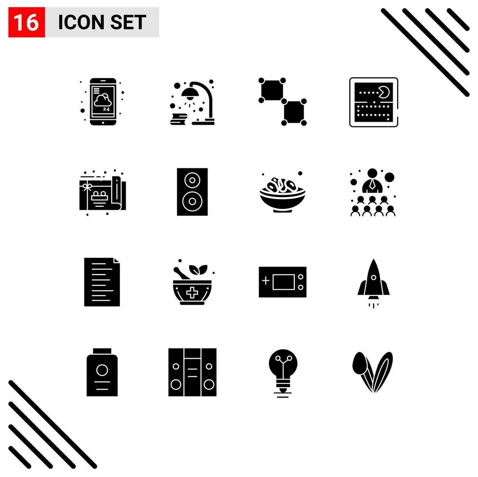 Solid Glyph Pack of 16 Universal Symbols of play games revision competition science Editable Vector Design Elements