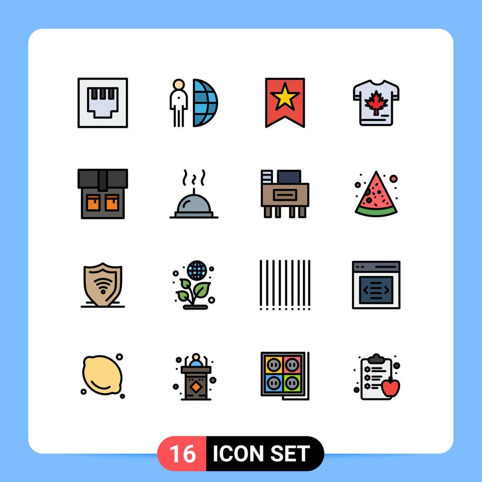 Universal Icon Symbols Group of 16 Modern Flat Color Filled Lines of dish bag favorite maple canada Editable Creative Vector Design Elements