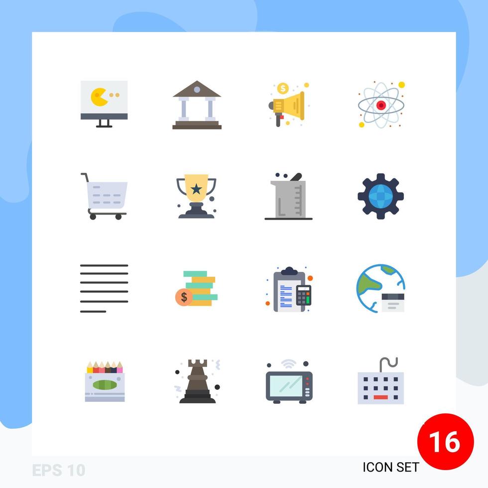 Group of 16 Flat Colors Signs and Symbols for shopping cart ecommerce marketing study education Editable Pack of Creative Vector Design Elements