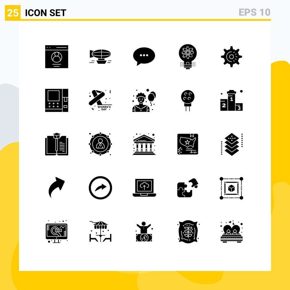 Universal Icon Symbols Group of 25 Modern Solid Glyphs of solution innovation holiday idea messages Editable Vector Design Elements