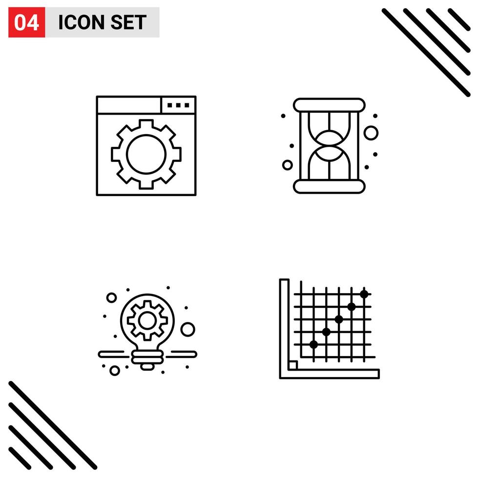 Universal Icon Symbols Group of 4 Modern Filledline Flat Colors of optimization color hourglass business edit Editable Vector Design Elements