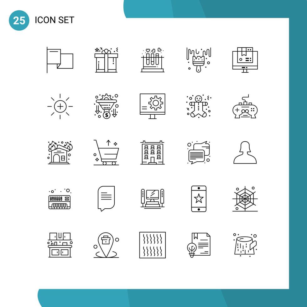 Universal Icon Symbols Group of 25 Modern Lines of computer hobby lab hobbies brush Editable Vector Design Elements