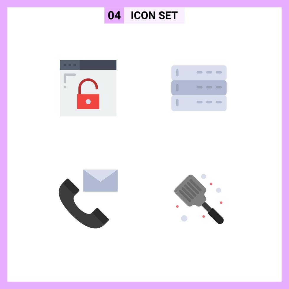 Stock Vector Icon Pack of 4 Line Signs and Symbols for browser contact secure devices contacts Editable Vector Design Elements