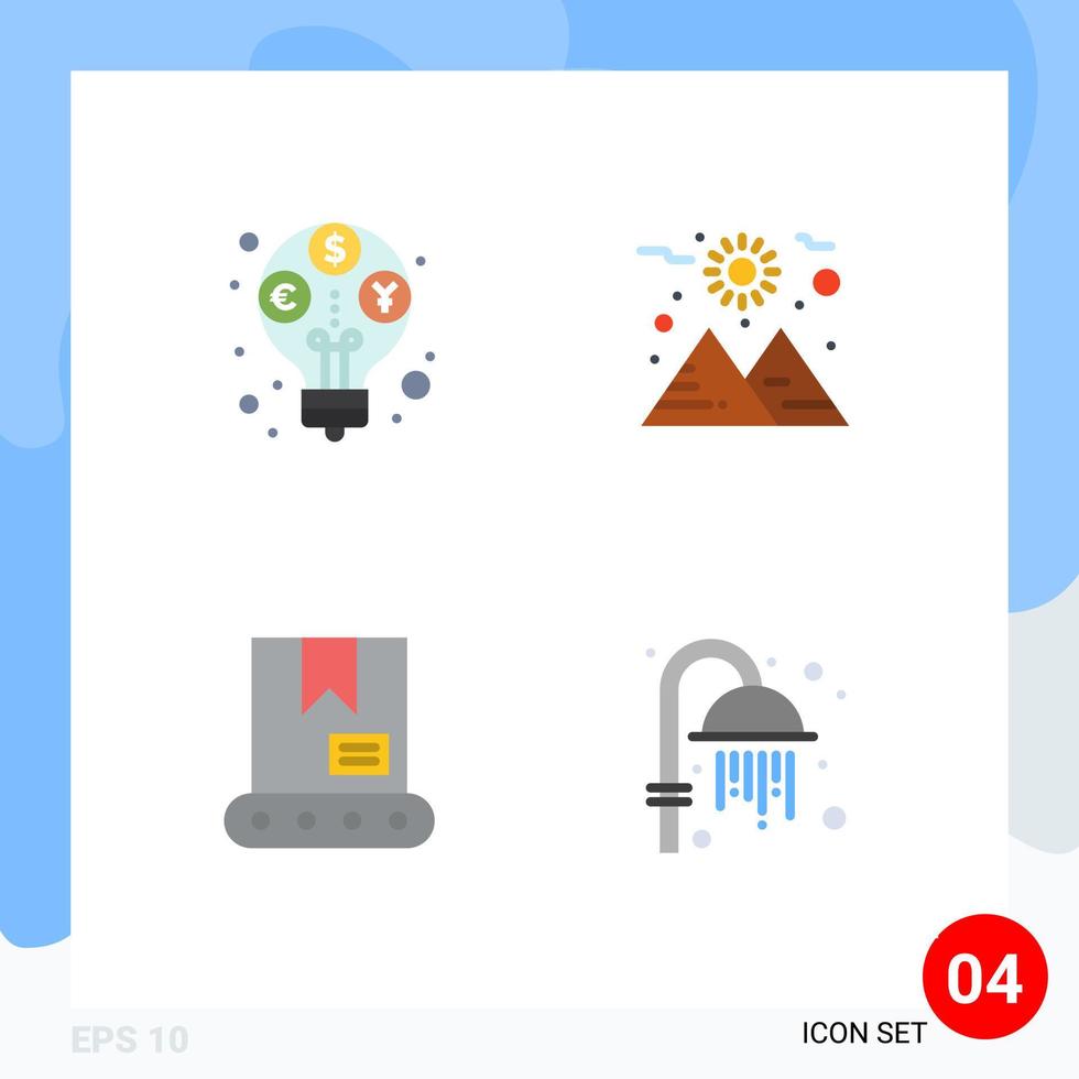 Universal Icon Symbols Group of 4 Modern Flat Icons of income crane budget sun sauna Editable Vector Design Elements