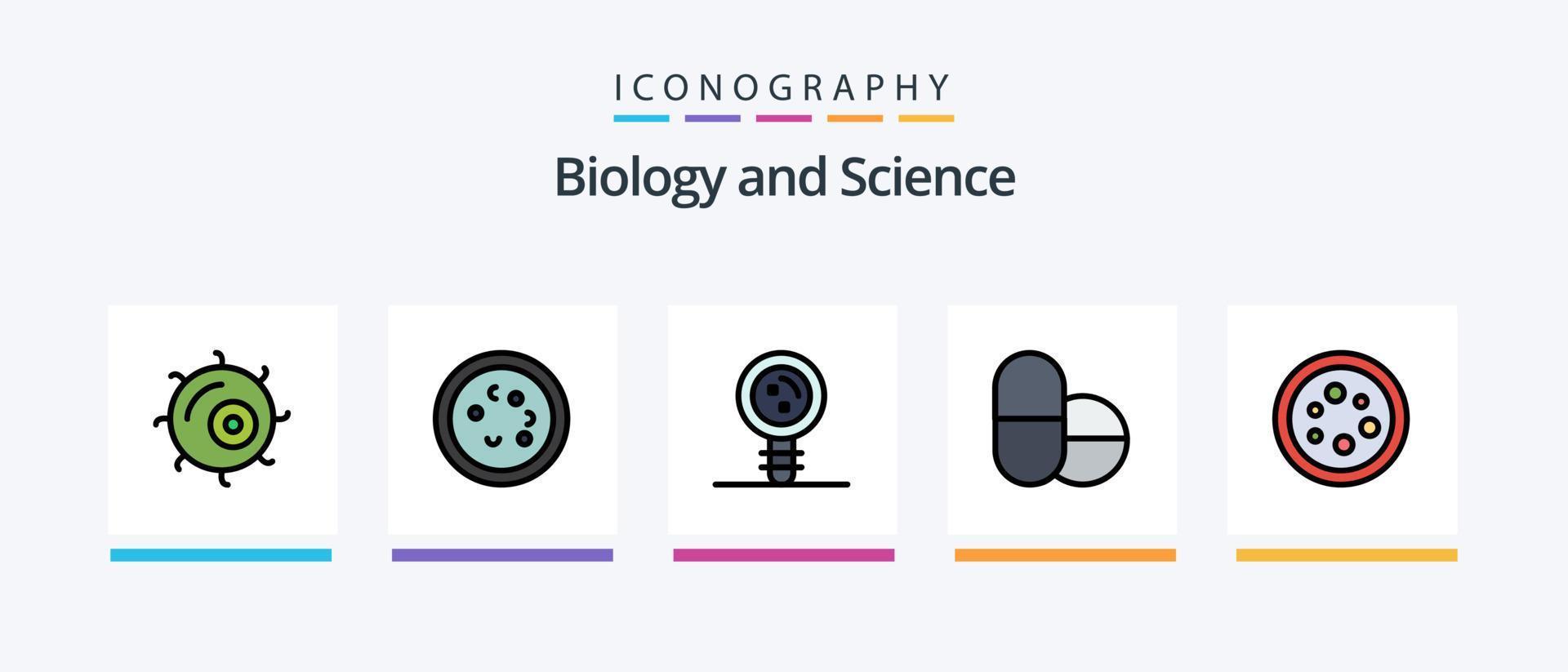 biología línea lleno 5 5 icono paquete incluso genético. cromosoma. bioquímica. química. movimiento. creativo íconos diseño vector