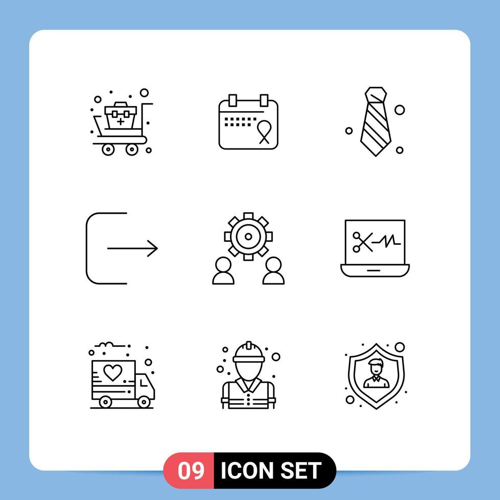 Universal Icon Symbols Group of 9 Modern Outlines of preference configure attire ui logout Editable Vector Design Elements