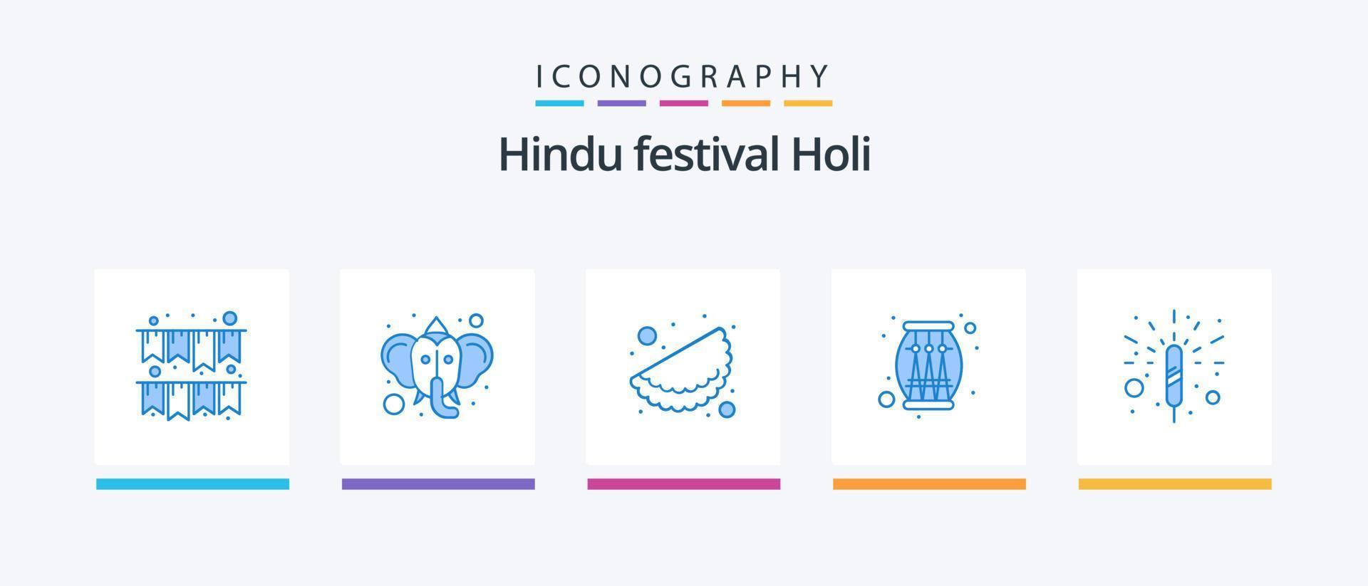 Holi Blue 5 Icon Pack Including . fireworks. matrhri. firecracker. celebration. Creative Icons Design vector