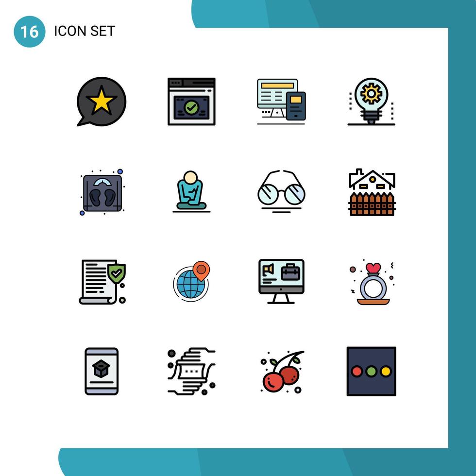 16 Universal Flat Color Filled Line Signs Symbols of robotics electronics website artificial intelligence calculatre Editable Creative Vector Design Elements