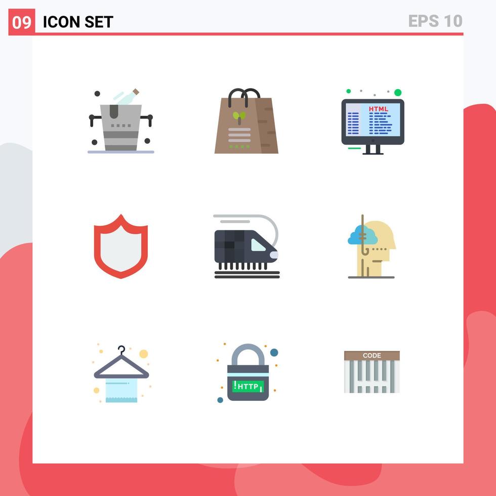 9 Creative Icons Modern Signs and Symbols of transportation train code shield defense Editable Vector Design Elements