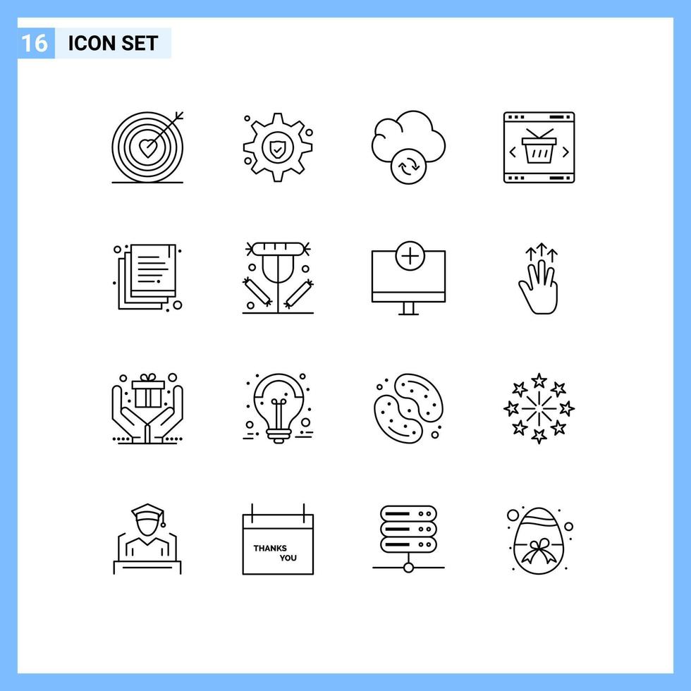 Outline Pack of 16 Universal Symbols of duplicate copy data store online Editable Vector Design Elements