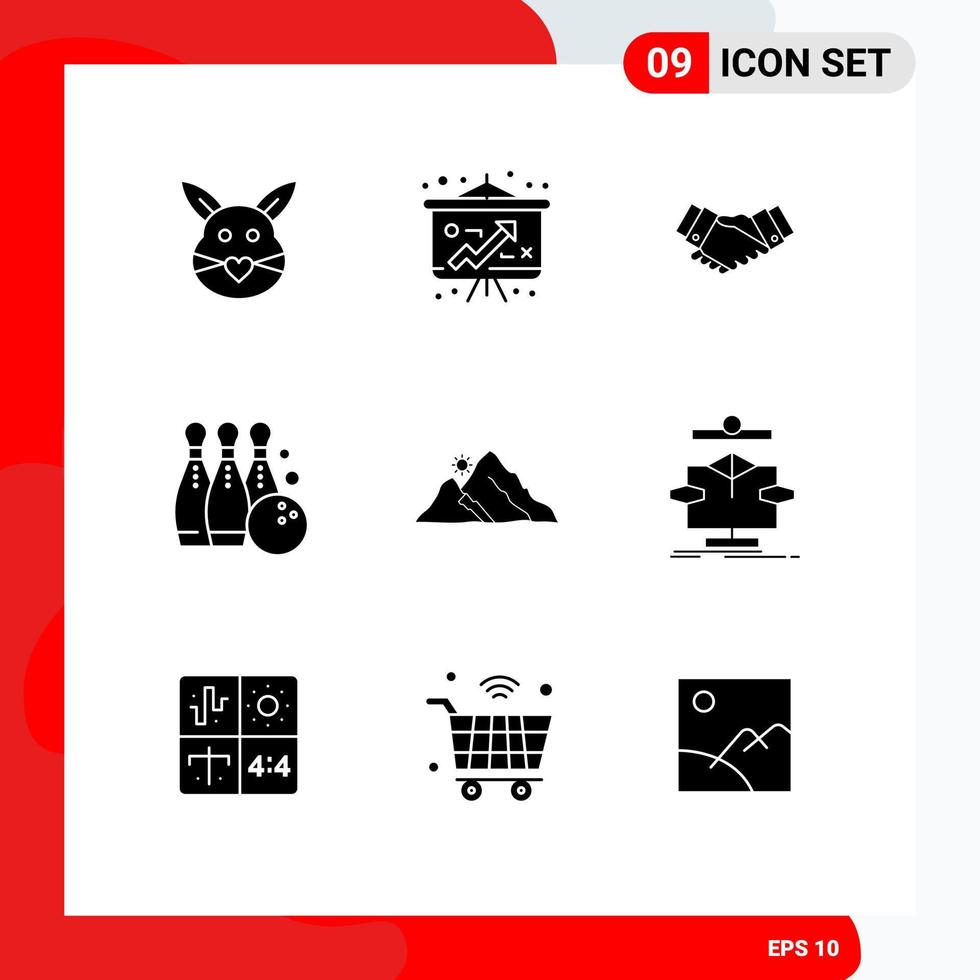 9 Universal Solid Glyphs Set for Web and Mobile Applications play ball agreement game partner Editable Vector Design Elements