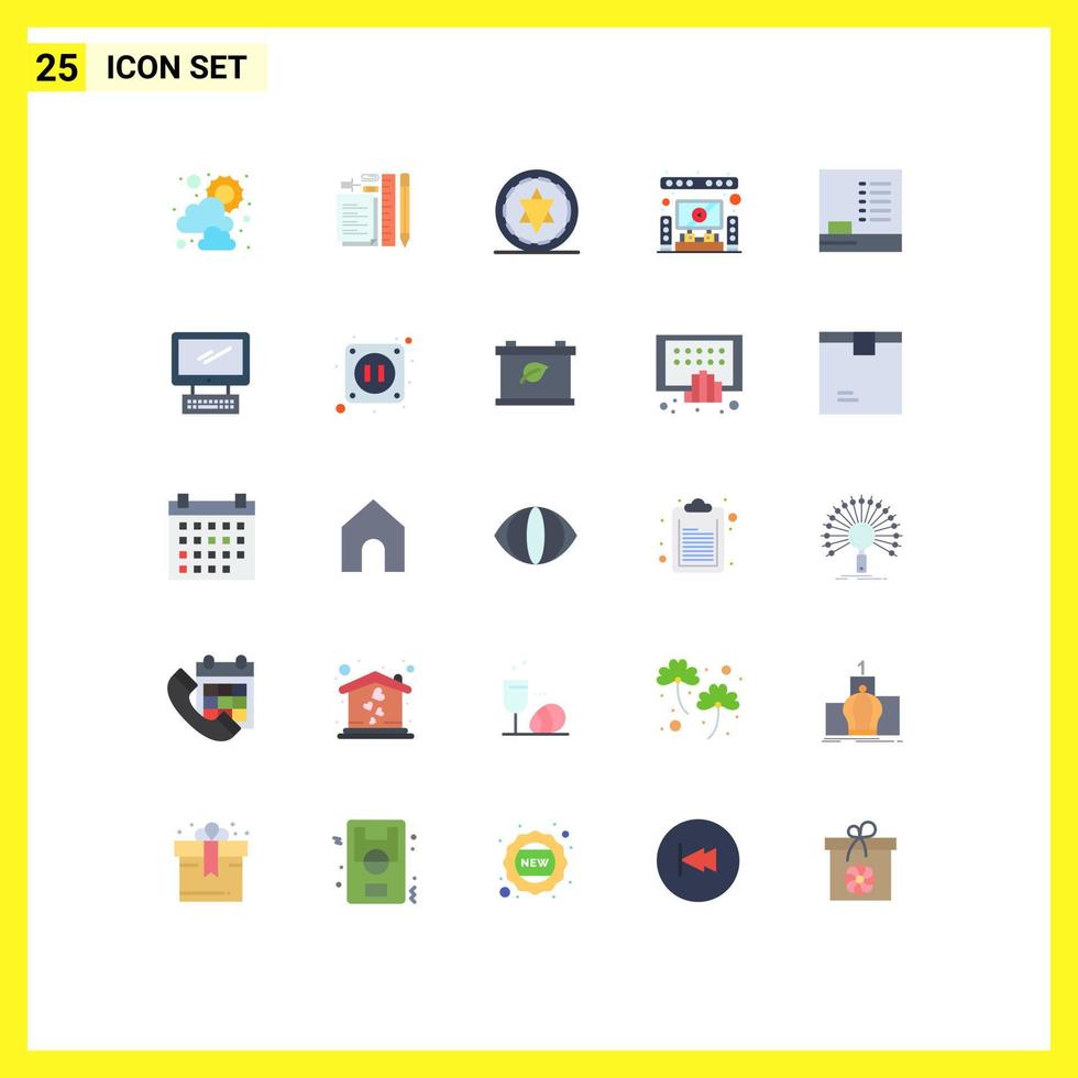 Stock Vector Icon Pack of 25 Line Signs and Symbols for computer blackboard circle theater home Editable Vector Design Elements