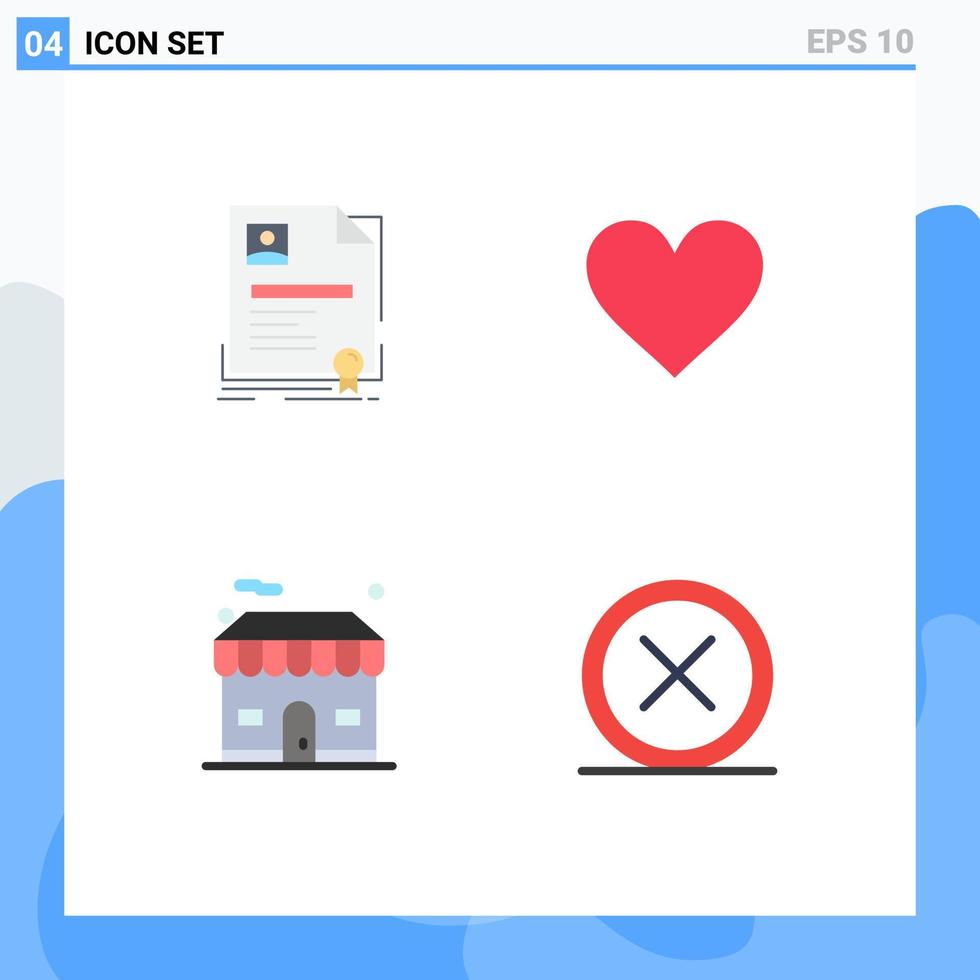 4 Thematic Vector Flat Icons and Editable Symbols of contract building agreement heart real Editable Vector Design Elements