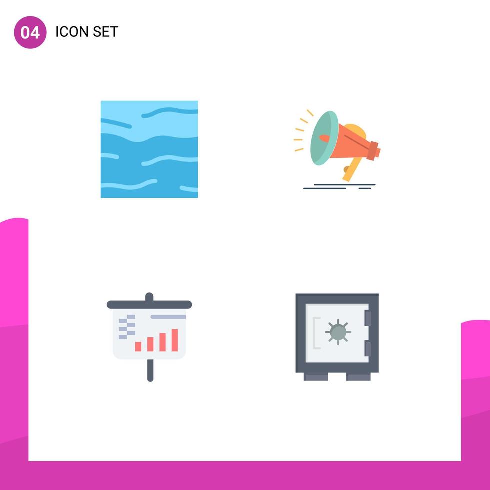 Modern Set of 4 Flat Icons and symbols such as climate bar water loud screen Editable Vector Design Elements