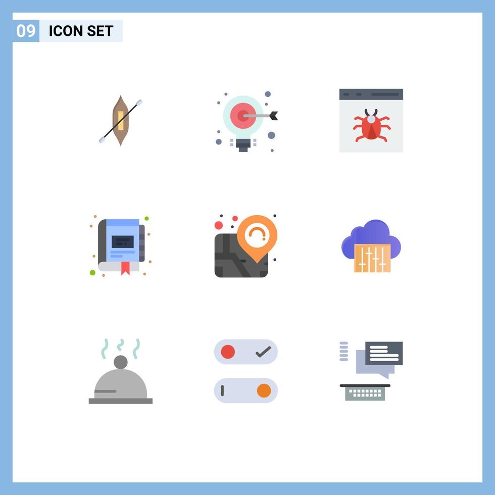 9 Universal Flat Color Signs Symbols of notebook management app digital development Editable Vector Design Elements