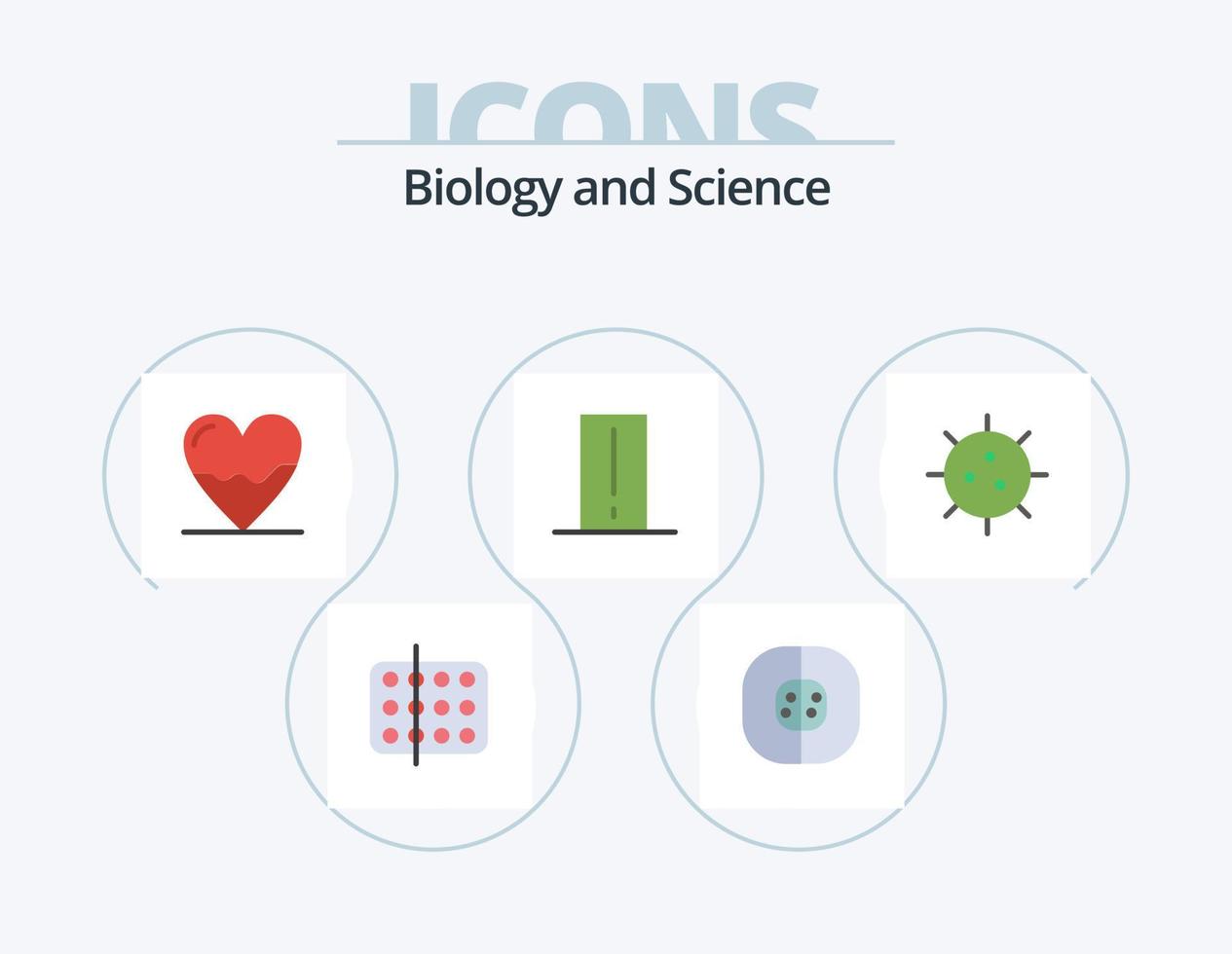 Biology Flat Icon Pack 5 Icon Design. electronics. biology meter. chemistry. medicine. cardiogram vector