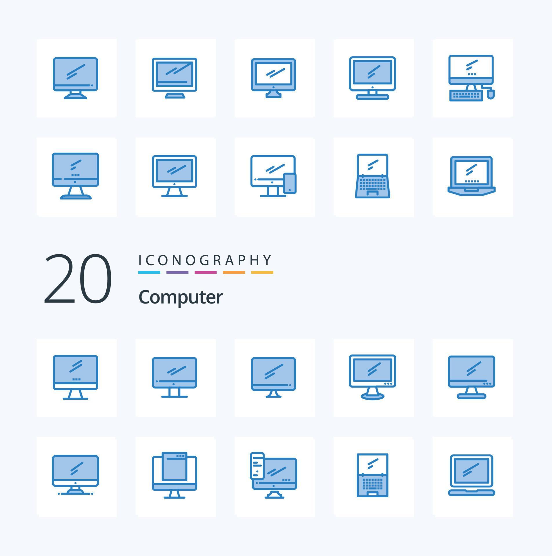 20 Computer Blue Color icon Pack like device computer imac server