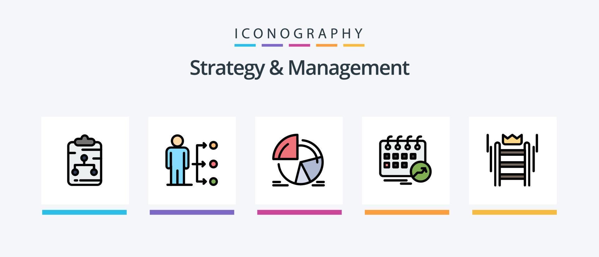 Strategy And Management Line Filled 5 Icon Pack Including startup. entrepreneur. analytics. success. team. Creative Icons Design vector