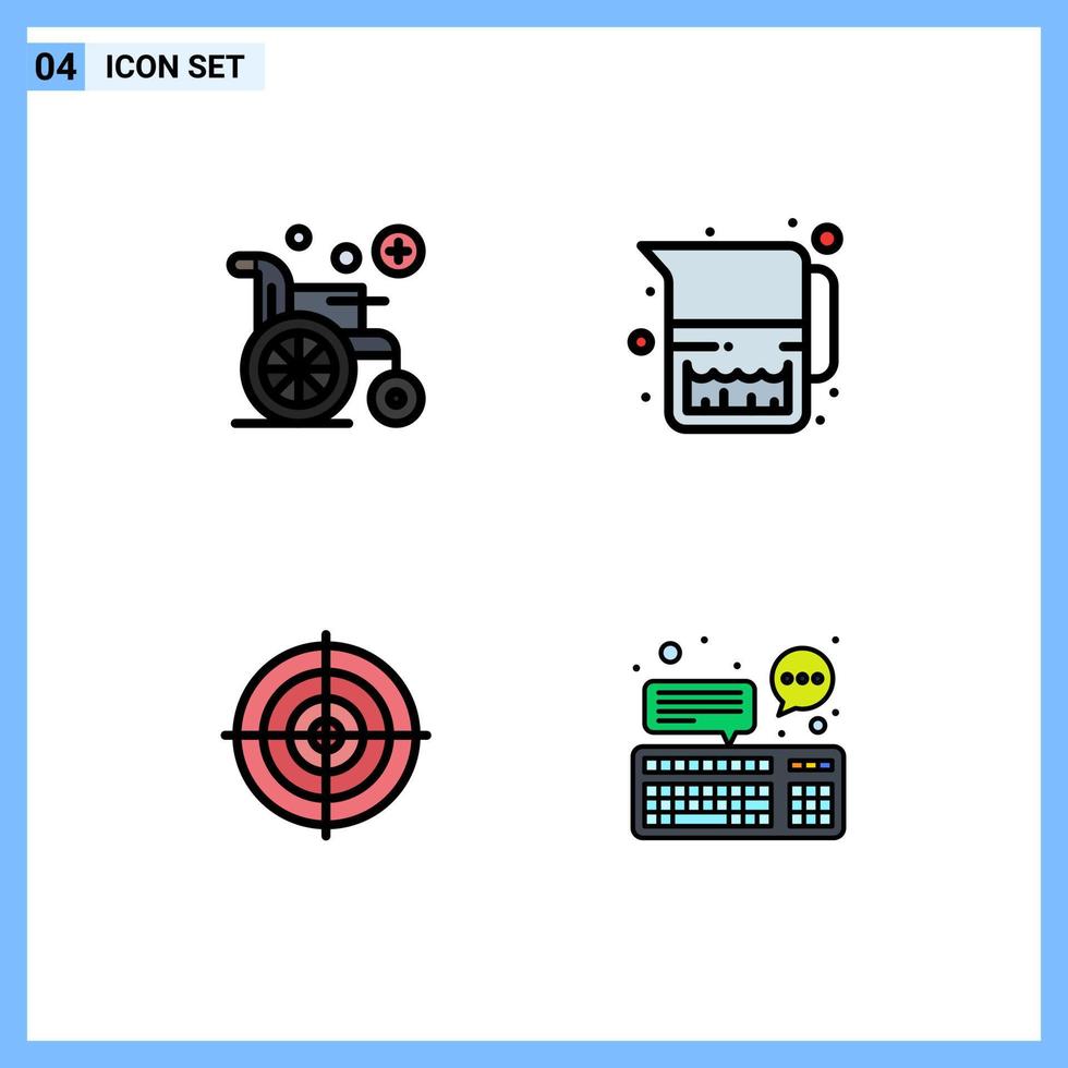 4 Universal Filledline Flat Colors Set for Web and Mobile Applications medical strategy food milk jug point Editable Vector Design Elements