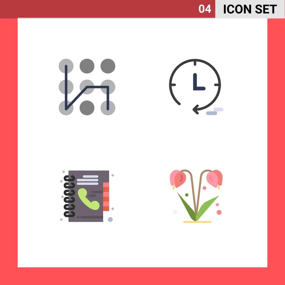 4 Flat Icon concept for Websites Mobile and Apps pattern phone security watch flower Editable Vector Design Elements