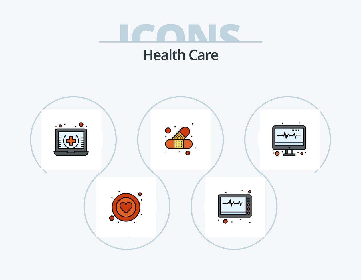 Health Care Line Filled Icon Pack 5 Icon Design. band. ok. male. list. discharge vector