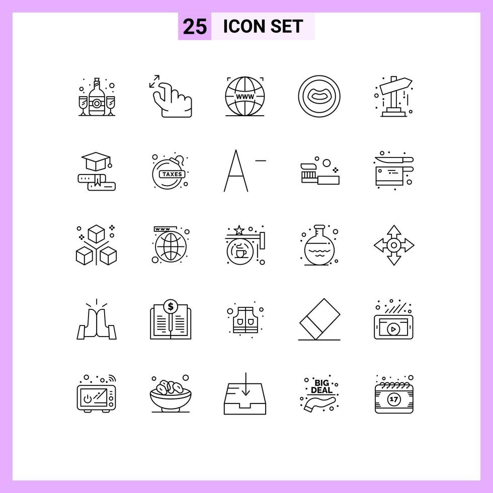 25 Creative Icons Modern Signs and Symbols of pointer direction world mouth anatomy Editable Vector Design Elements