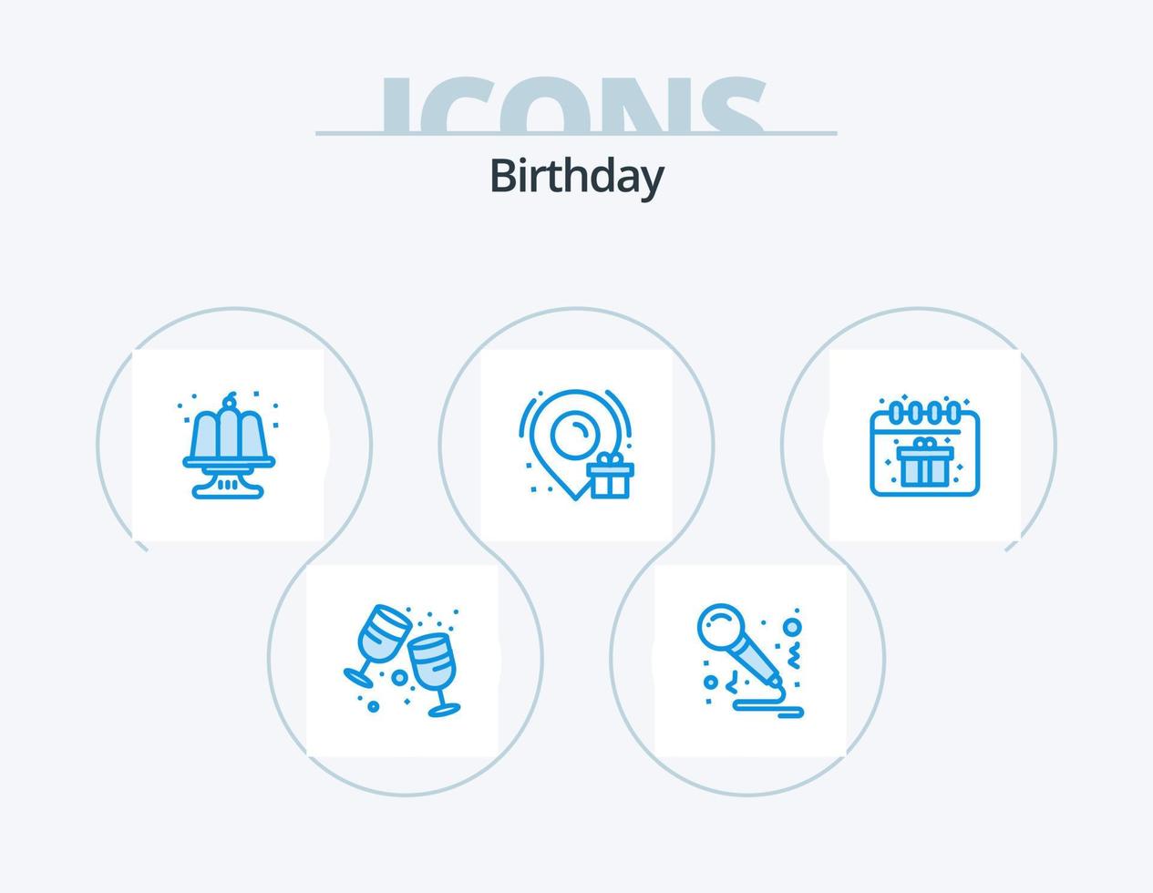 Birthday Blue Icon Pack 5 Icon Design. box. birthday. birthday. location. birthday vector