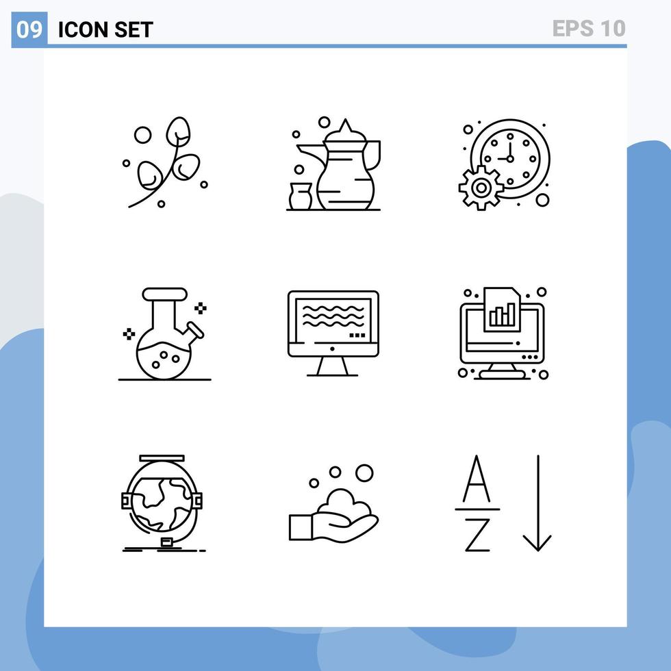 9 Outline concept for Websites Mobile and Apps live lab religion demo flask schedule Editable Vector Design Elements