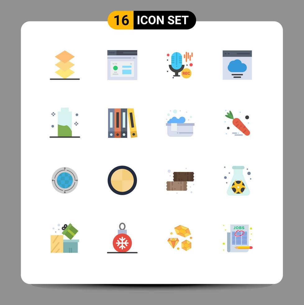 Stock Vector Icon Pack of 16 Line Signs and Symbols for charging battery microphone user communication Editable Pack of Creative Vector Design Elements