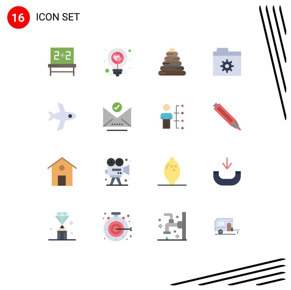 Stock Vector Icon Pack of 16 Line Signs and Symbols for email plane baby flight files Editable Pack of Creative Vector Design Elements