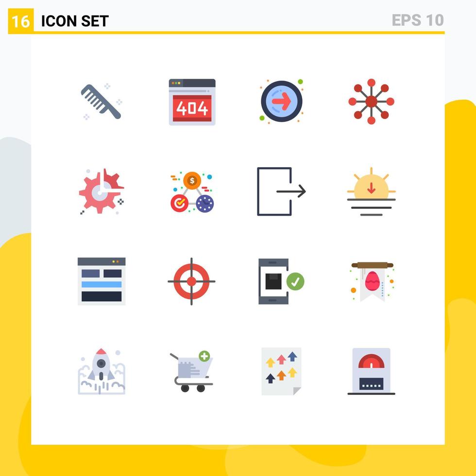 Set of 16 Modern UI Icons Symbols Signs for break cog forward arrow gear finance Editable Pack of Creative Vector Design Elements