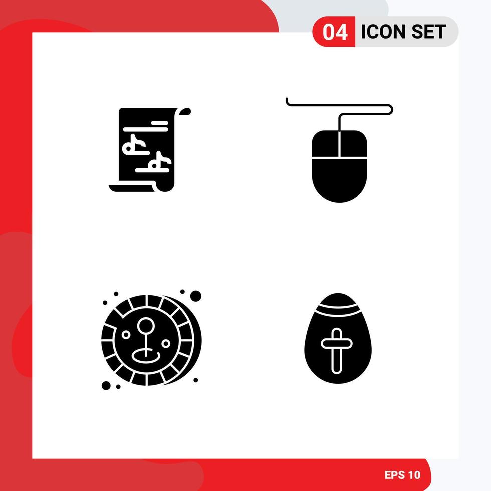 Stock Vector Icon Pack of 4 Line Signs and Symbols for file easter egg playlist coin holiday Editable Vector Design Elements