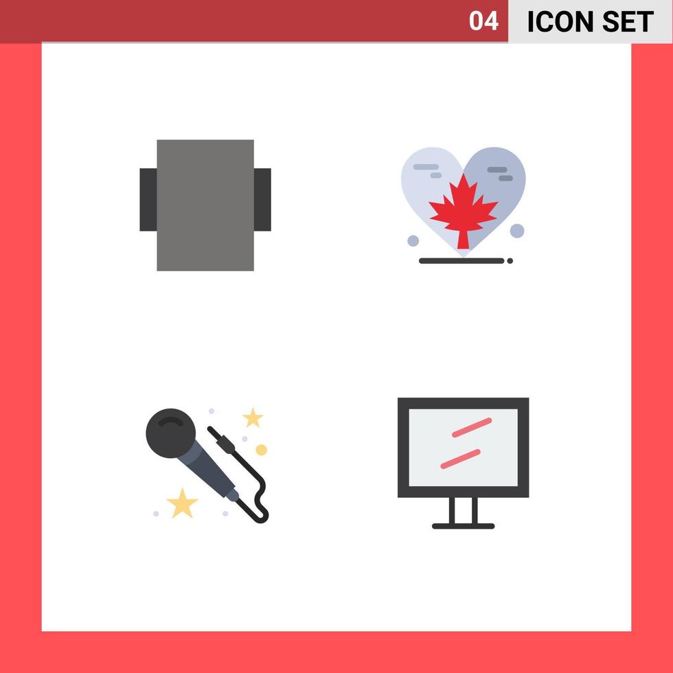 Universal Icon Symbols Group of 4 Modern Flat Icons of layout art love leaf display Editable Vector Design Elements