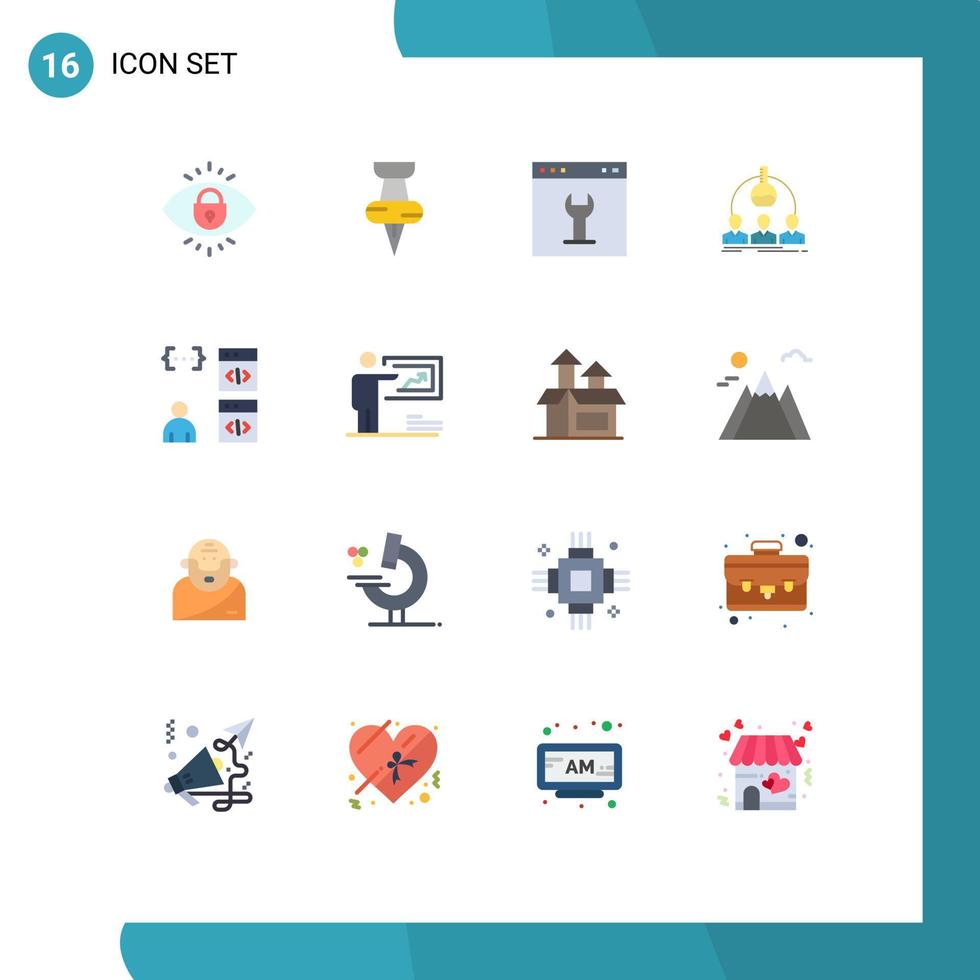 Modern Set of 16 Flat Colors and symbols such as app experiment gear man labortary Editable Pack of Creative Vector Design Elements