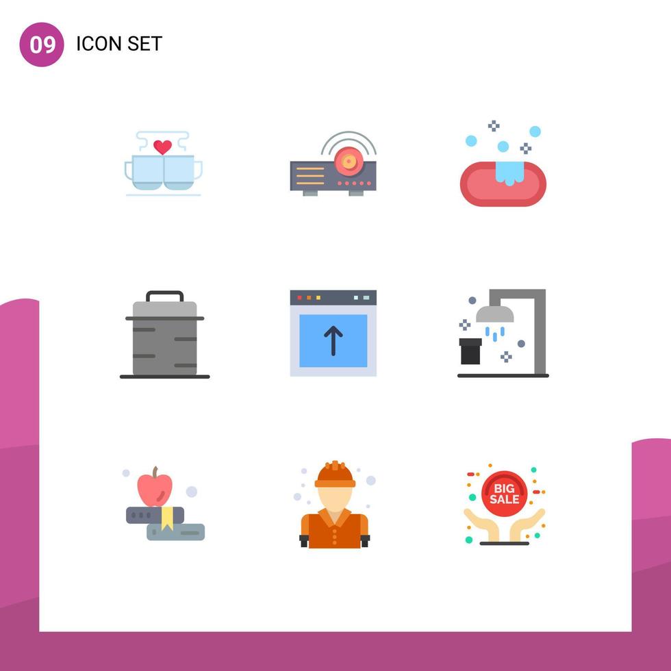Universal Icon Symbols Group of 9 Modern Flat Colors of browser giving service thanks pan Editable Vector Design Elements