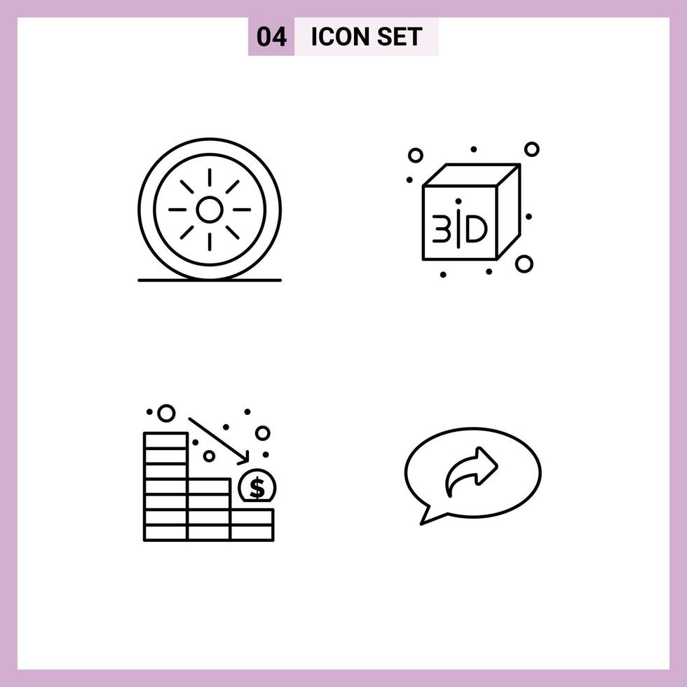 4 Creative Icons Modern Signs and Symbols of food basic box decrease arrow Editable Vector Design Elements