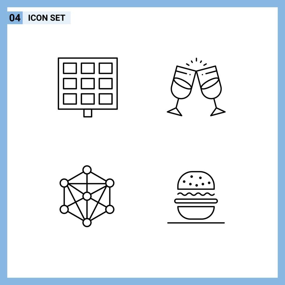 Universal Icon Symbols Group of 4 Modern Filledline Flat Colors of panel language drink romantic machine Editable Vector Design Elements