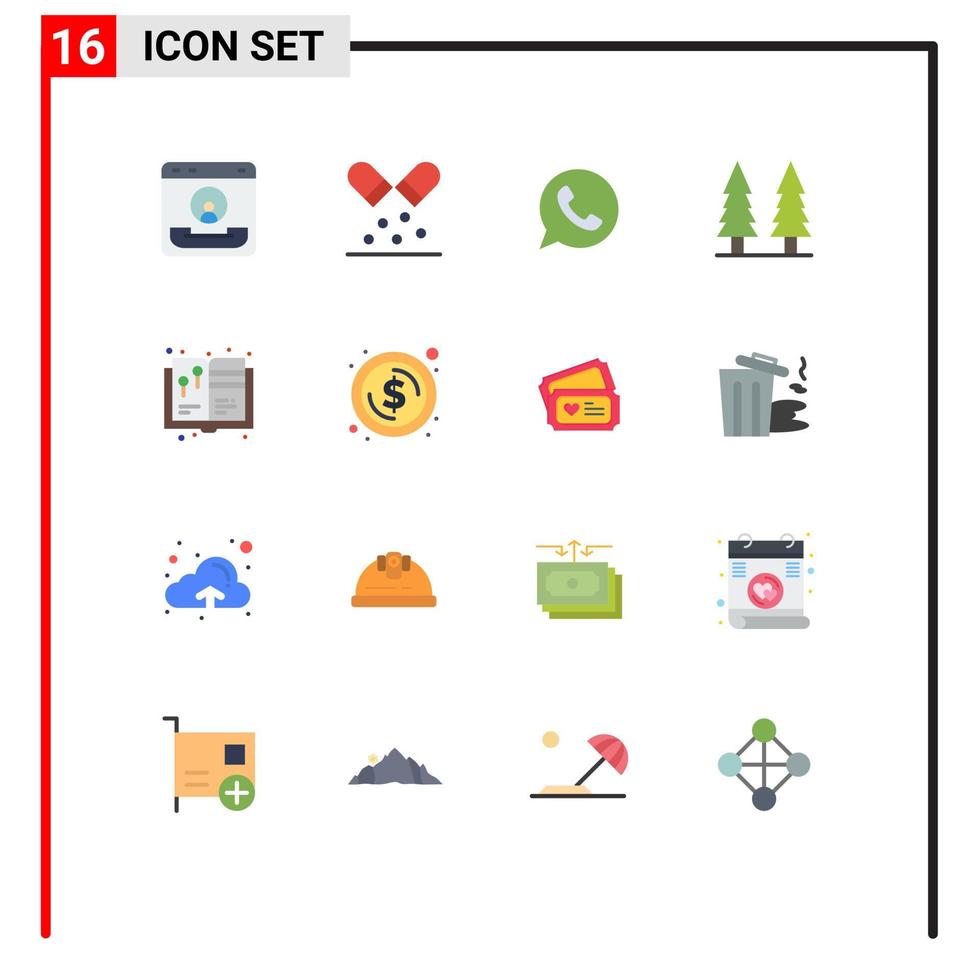 16 Creative Icons Modern Signs and Symbols of art park pills nature watts app Editable Pack of Creative Vector Design Elements