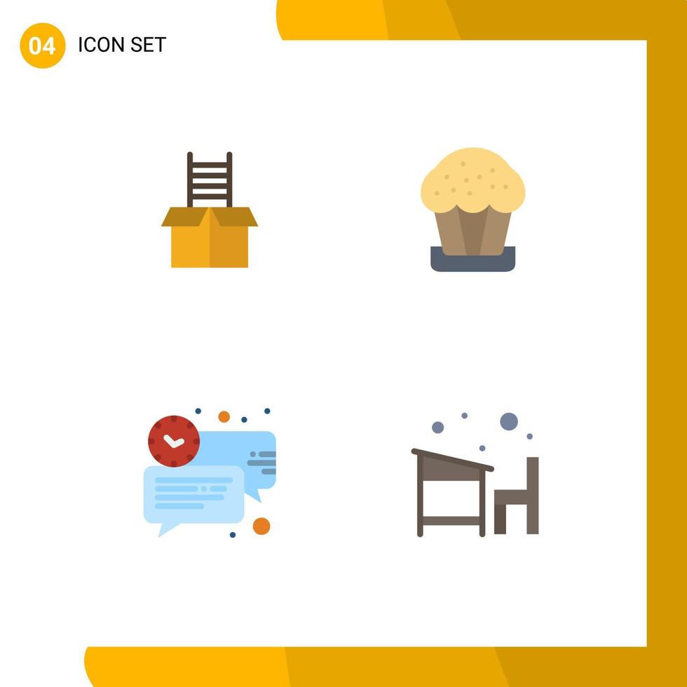 Group of 4 Modern Flat Icons Set for box chat climb food message Editable Vector Design Elements