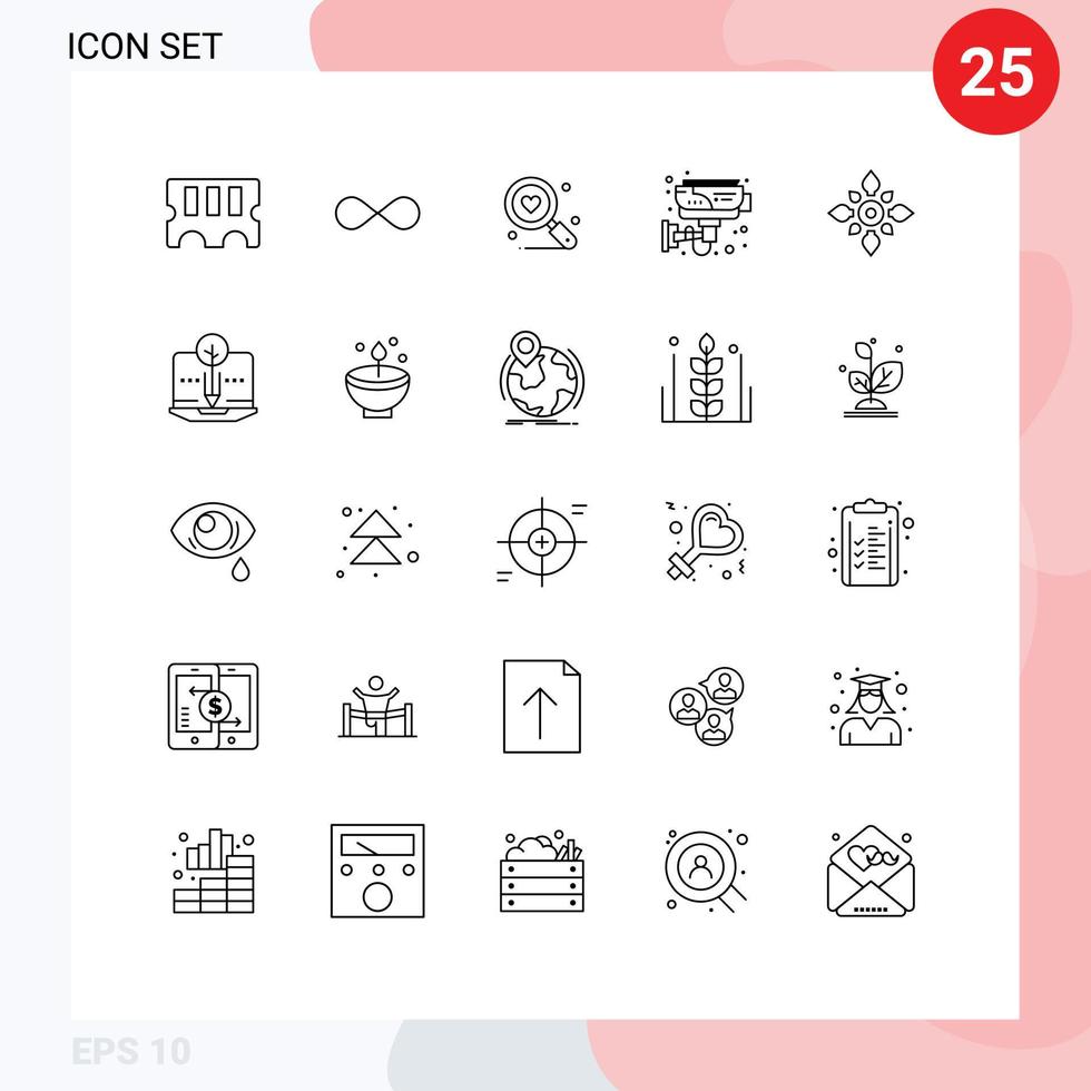 Modern Set of 25 Lines Pictograph of celebrate smart search home cctv Editable Vector Design Elements