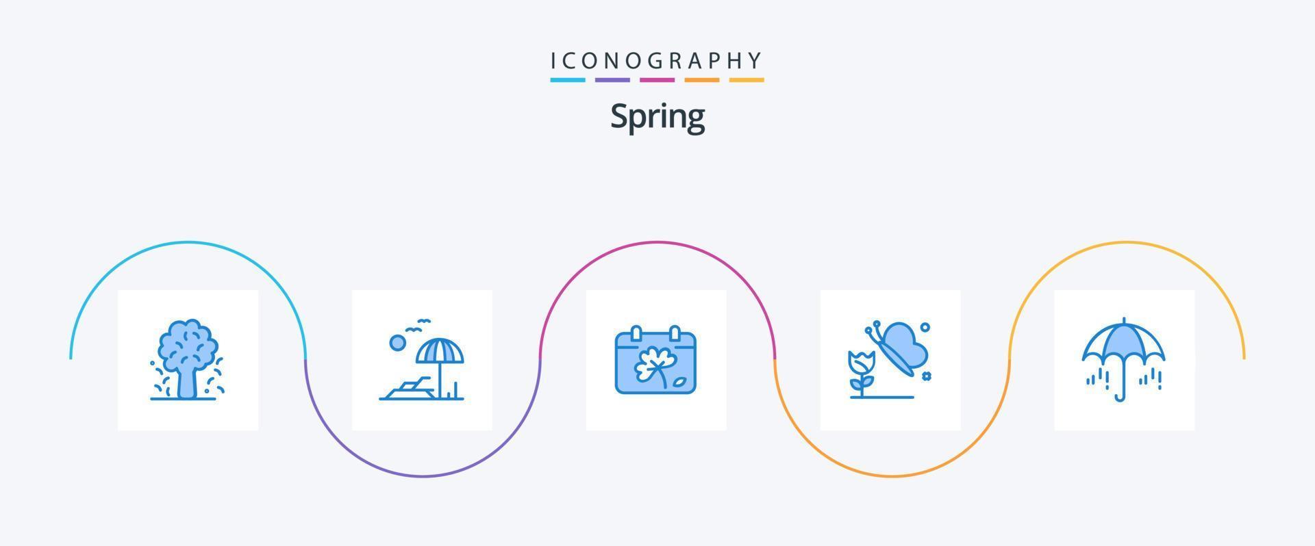 primavera azul 5 5 icono paquete incluso lluvia. mariposa. primavera. flor. primavera vector