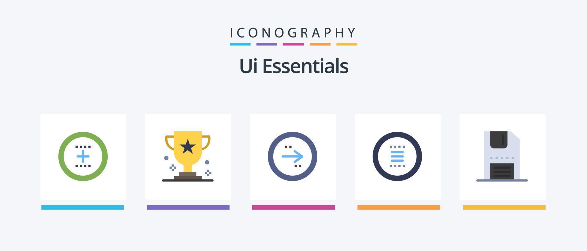Ui Essentials Flat 5 Icon Pack Including hamburger. app. prize. right. direction. Creative Icons Design vector