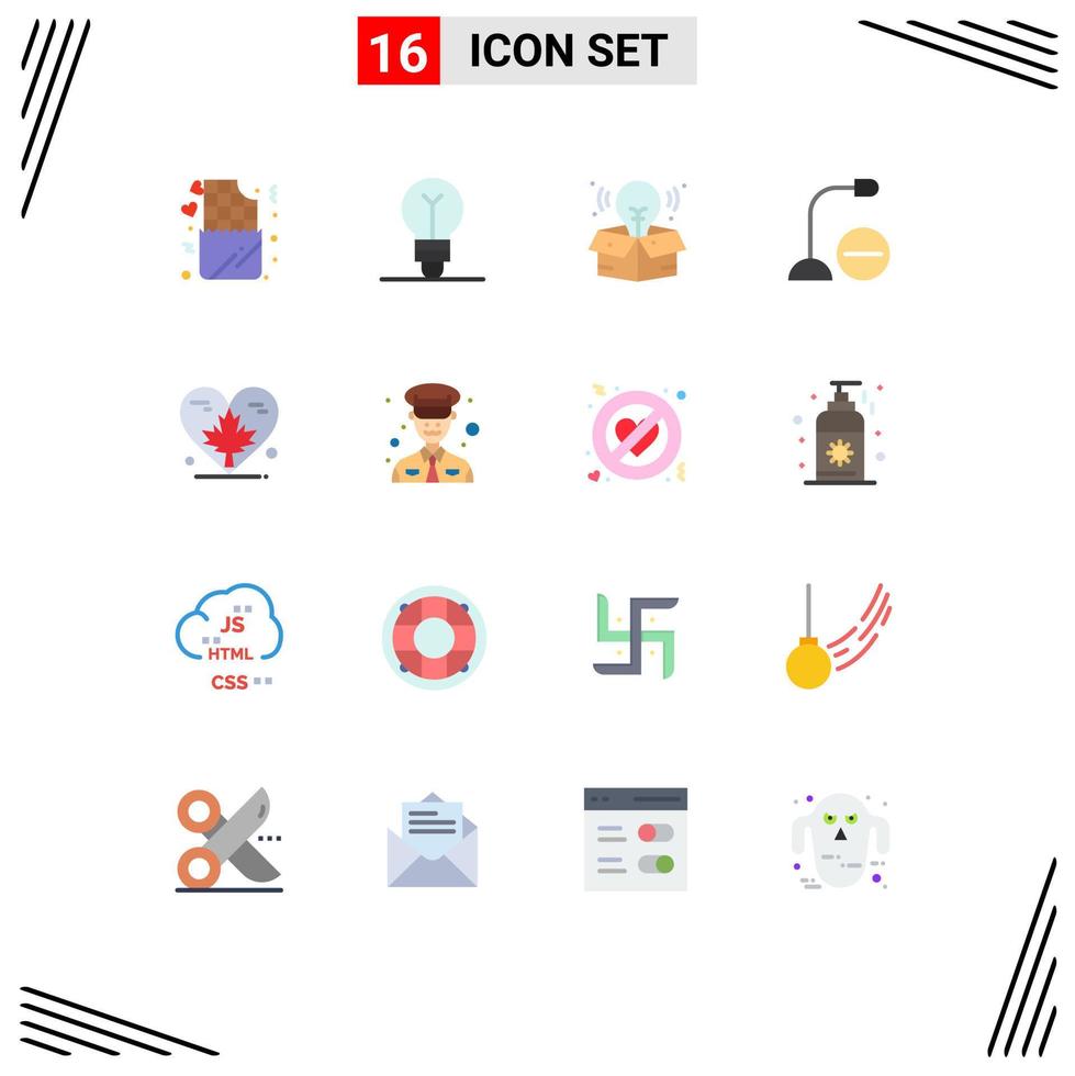 16 Universal Flat Colors Set for Web and Mobile Applications love microphone creative hardware devices Editable Pack of Creative Vector Design Elements