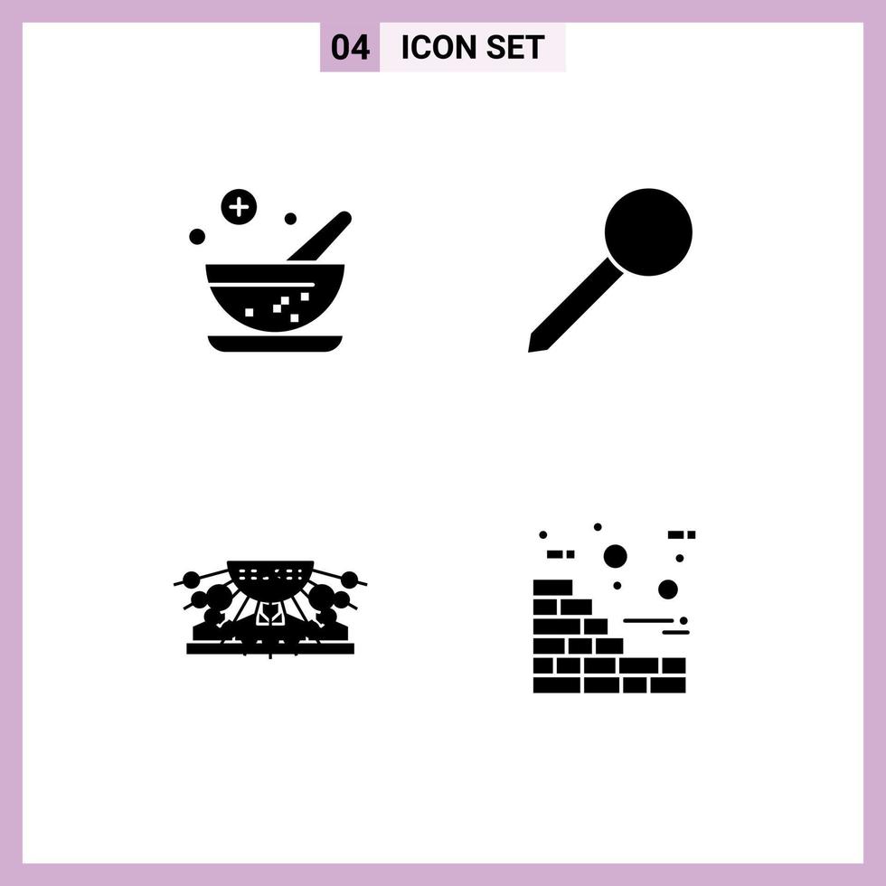 Group of 4 Modern Solid Glyphs Set for healthcare human map mark outsource Editable Vector Design Elements