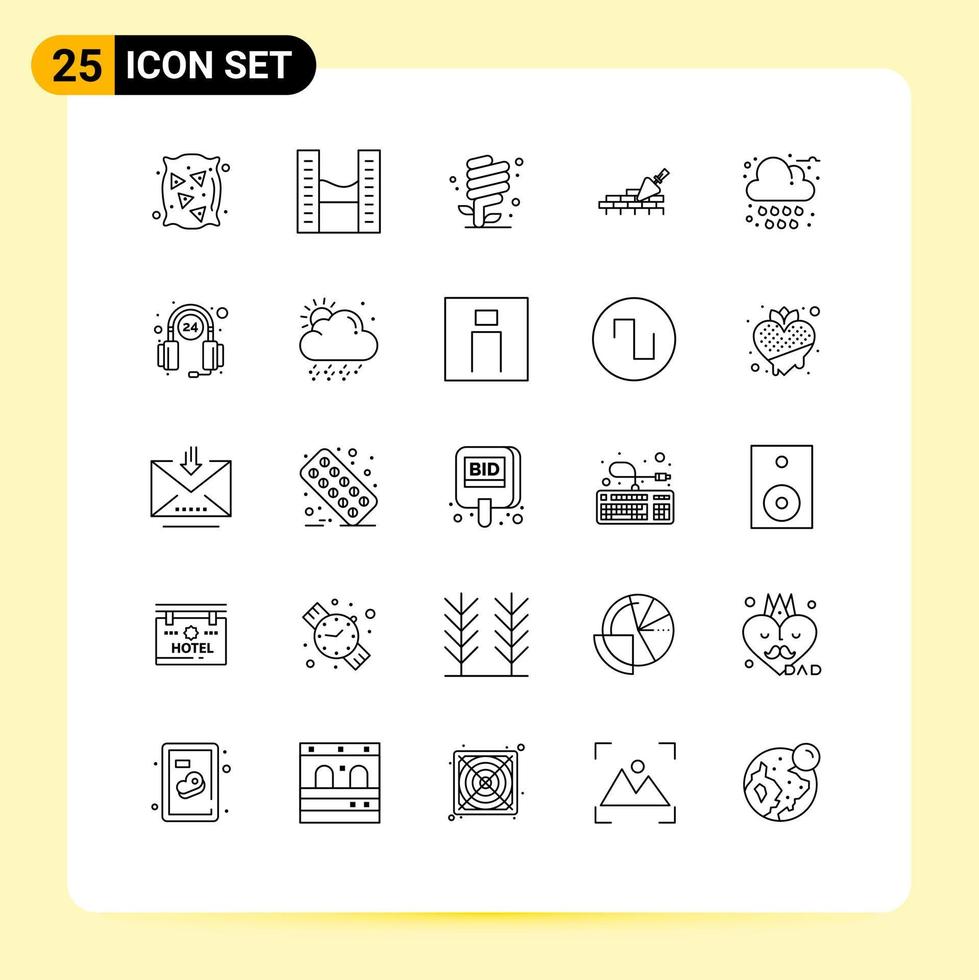 Group of 25 Modern Lines Set for autumn building earth day mason green Editable Vector Design Elements