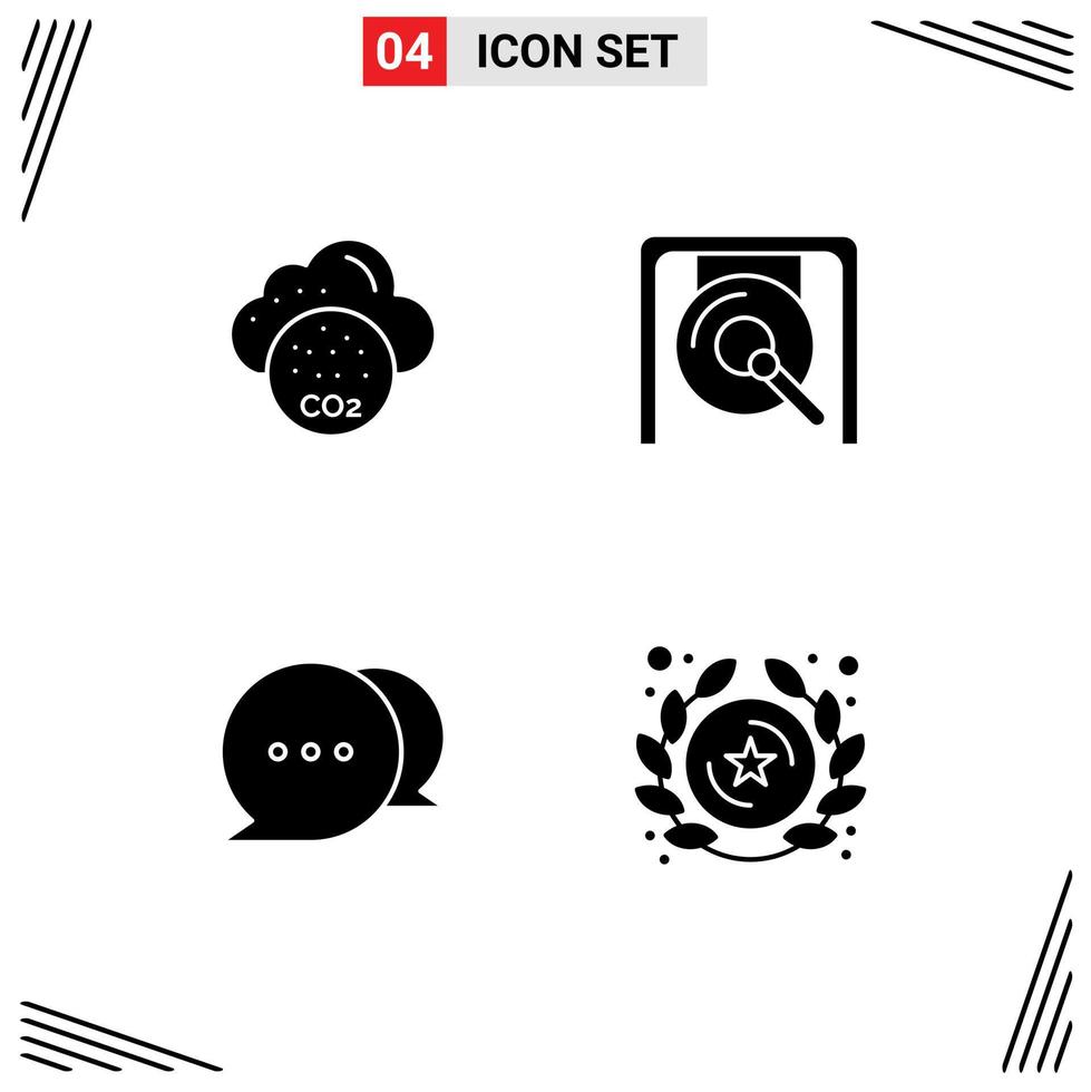 Modern Set of 4 Solid Glyphs and symbols such as invironmental communication industry china badge Editable Vector Design Elements