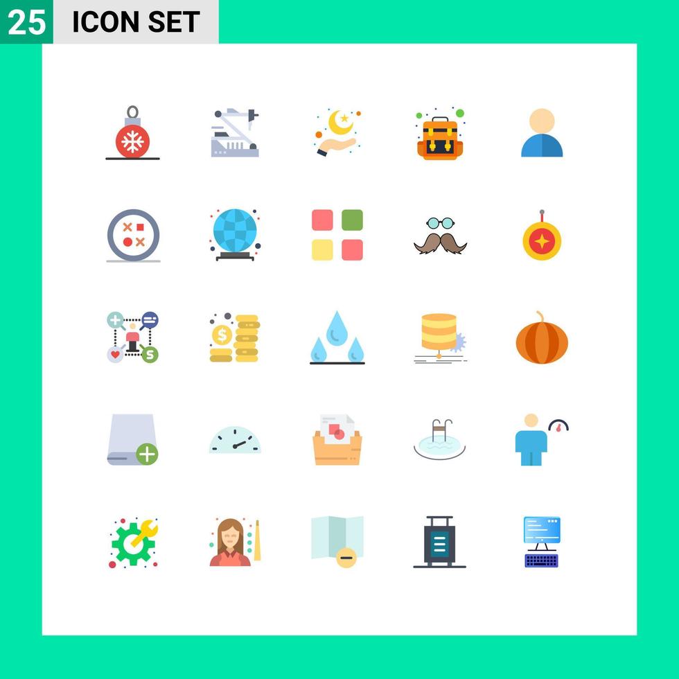 User Interface Pack of 25 Basic Flat Colors of avatar camp robotics bag moon Editable Vector Design Elements