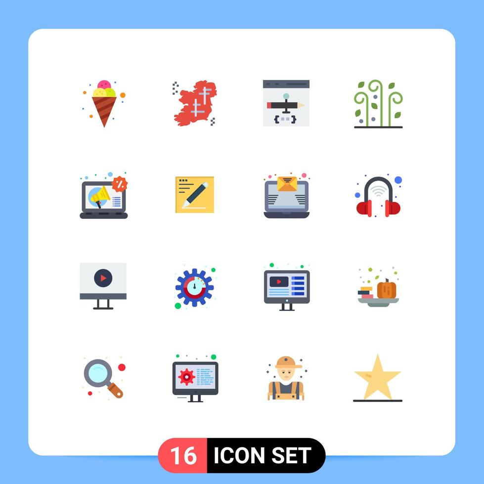 16 Thematic Vector Flat Colors and Editable Symbols of wind leaves irish blowing develop Editable Pack of Creative Vector Design Elements