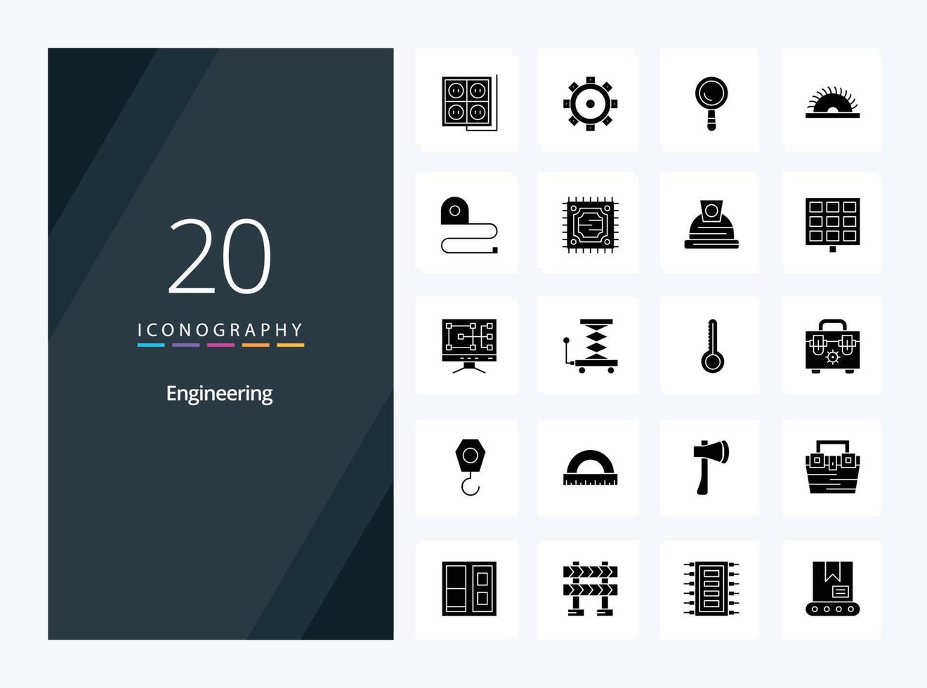 20 Engineering Solid Glyph icon for presentation vector